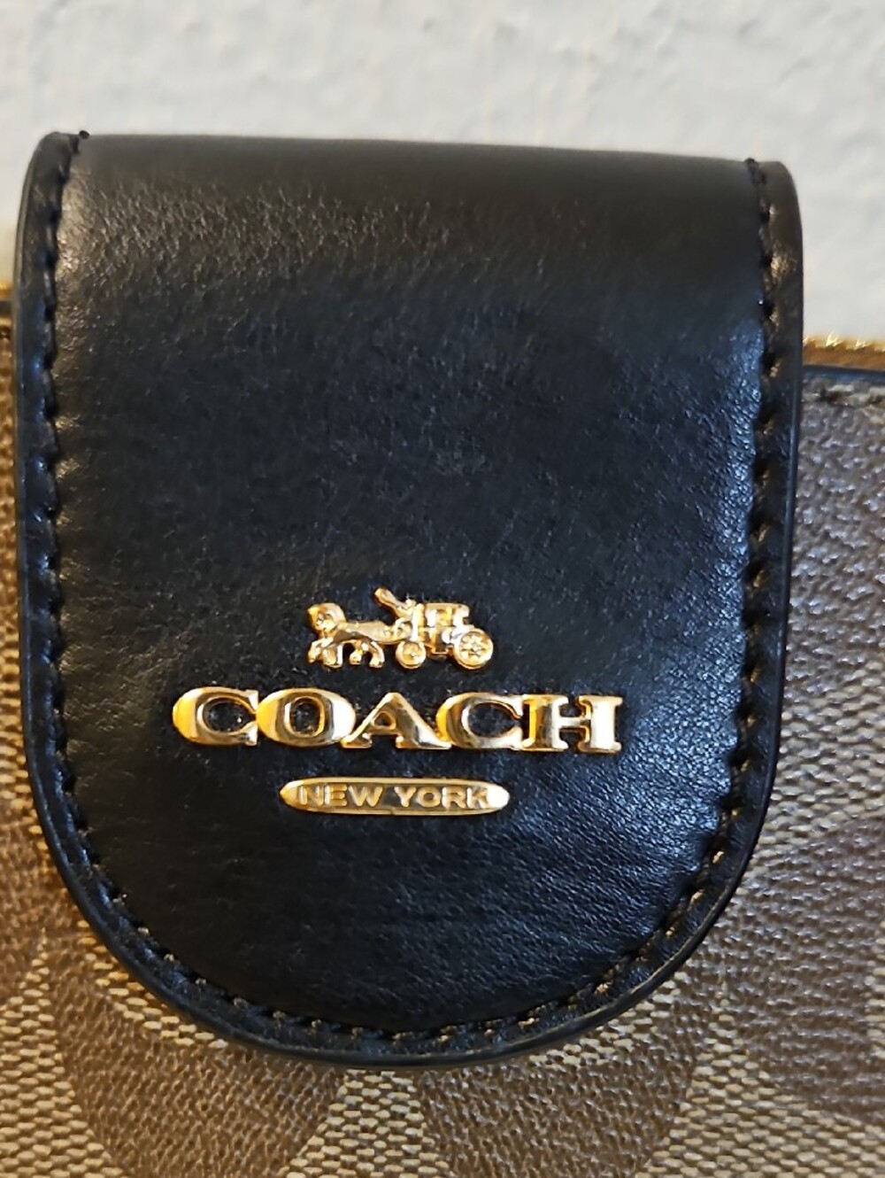 Coach Brown and Black Signature Canvas Phone Wristlet - Picture 2 of 7